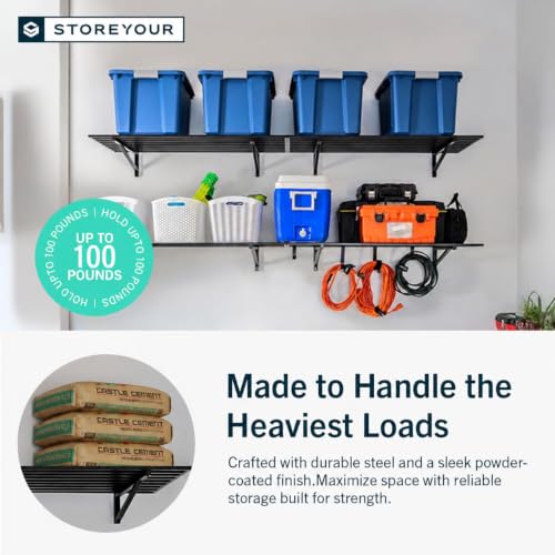 Heavy Duty Garage Shelf Wall Mount – Wall-Mounted Garage Storage & Organization – Heavy Duty Garage Shelves for Tools, Bins, & Equipment – Holds 200 lbs (Black, 1x2ft 1-Pack) - view 2