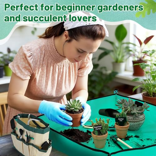 44pcs Small Gardening Tools Gifts for Women Beginners, Green - view 4