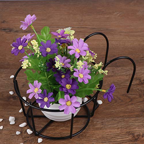 4 Pack Hanging Railing Planters Flower Pot Holders Plant Iron Racks Fence Metal Potted Stand Mounted Balcony Round Plant Baskets Shelf Container Box for Indoor&Outdoor Use-Black,Garden Steel Pots,6.3" - view 4
