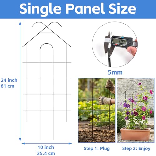 4 Pack 24" Metal Garden Trellis for Climbing Plants Outdoor - view 2