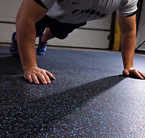 Fit-Lock 3/8 Inch Heavy Duty Rubber Flooring - Interlocking Rubber Tiles (24" x 24" Tile) Solid Black 4' x 8' Set (8 Tiles Total) - Exercise Mats, Home Gym Sets - view 4