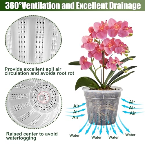 Orchid Pot, 2 Each of 4.3",5.5",6.1" Orchid Pots with Holes, Orchid Pots for Repotting, Plastic Orchid Planter for Indoor Outdoor Plants (2 Each of 4.3",5.5",6.1") - view 5