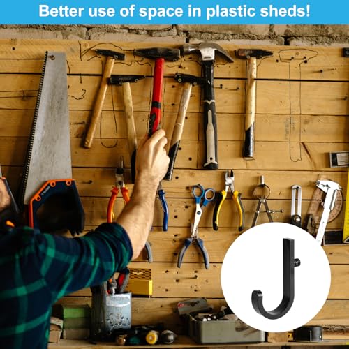 10pcs Tool Hooks Compatible with Suncast Shed, Premium Plastic Shed Hooks Tool Hanging Organization Accessories for Organizing Ladders Bulk Items (Black) - view 4