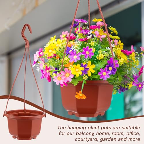 24 Pcs Hanging Planter Pot with Hook, Brown, 6 Inch - view 4