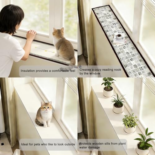 Long Window Sill Cushion for Plants, Absorbent & Non-Slip Countertop Protective Mat, Easy to Clean, Cuttable and Customizable(I,5.9inx9.5ft/15x290cm) - view 7