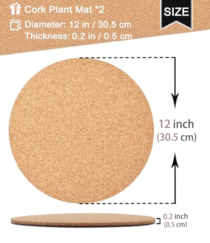 Cork Plant Coasters, Double Layers Cork Plant Mats, 12 Inch, 2 Pcs - view 3