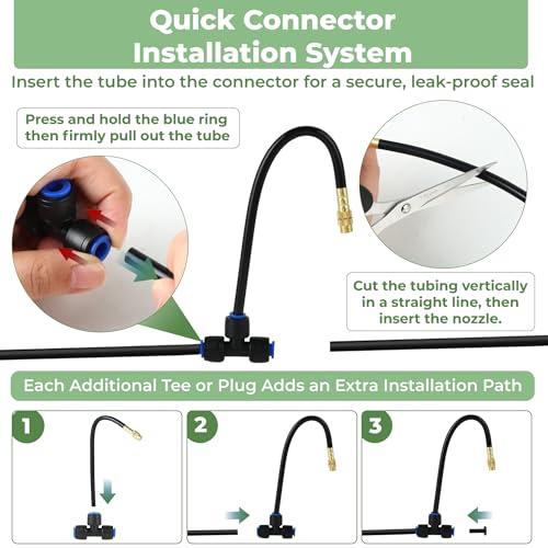 50FT Drip Irrigation System for Starter: Small Garden Quick Connect 1/4" PE Water Tubing Automatic 11Pcs Sprinkler Kit Adjustable Misting Part Watering Hose Outdoor Raised Bed Plants Flower Greenhouse - view 7