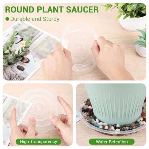 30 Packs Clear Plant Saucers, 5 Inch Plastic Trays for Plants, Heavy Duty Drip Trays for Potted Plants, No Holes Pot Trays for Indoor Outdoor Plants - view 3