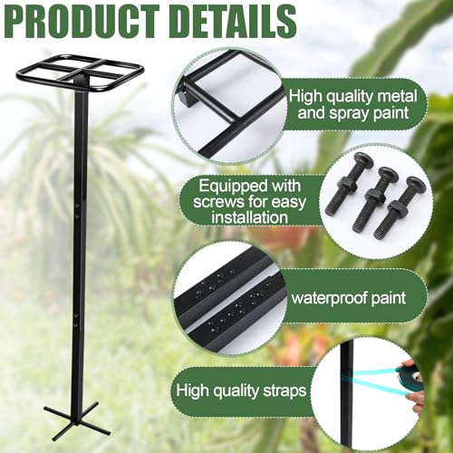 2 Pack 60 Inch Dragon Fruit Trellis Adjustable Garden Metal Plant Climbing Support with Wide Stretch Ties for Outdoor Vertical Gardens Vining Plants - view 3