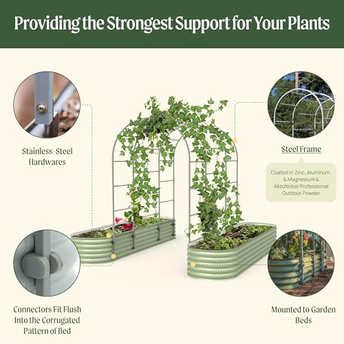 Modular Arched Trellis System Single Section 3.0' Long Trellis for Classic Garden Bed for Climbing Plants Like Cucumber Beans Tomatoes & Vines (Garden Beds Not Included) - view 5