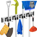 Broom Holder Wall Mount Mop Hanger Tools organizer 4Racks 5Hooks