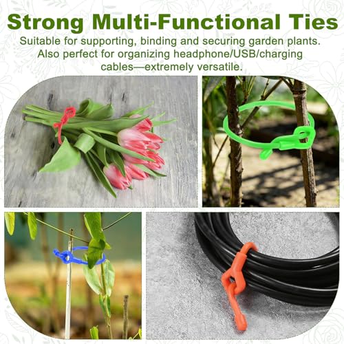 4-Pack Adjustable Plant Ties, 18inch/45.72cm Silicone Flexible Multi-Function Sturdy Garden Twist Tie for Plant Support/Tree/Shrub/Vine, Reusable Support Twine [Orange] - view 6