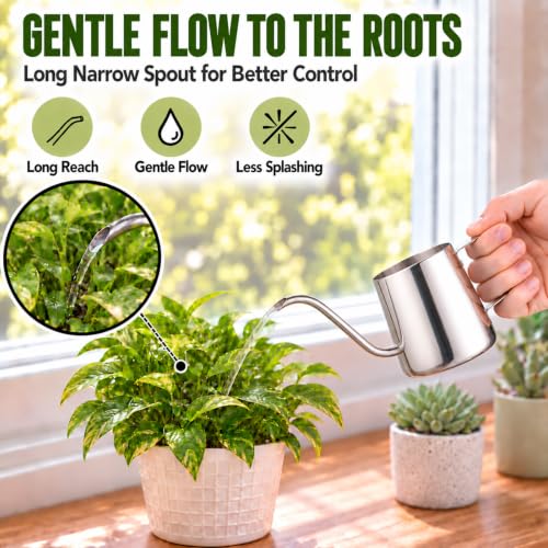 12 oz Stainless Steel Mini Watering Can for Indoor Plants - view 3