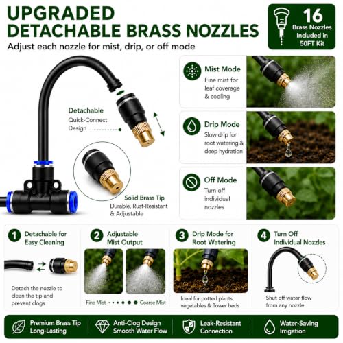 50FT 5/16" Garden Watering Kit with 16 Brass Nozzles - view 3