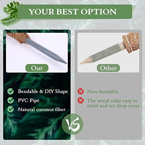 2 Pack Moss Pole for Plants Monstera - 25 Inch Plant Stakes for Indoor, Moss Poles for Climbing Plants, Handmade Coco Coir Pole Plant Support for Creeper Plants Grow Upwards（Handmade Palm） - view 5