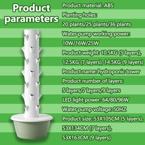 5-Layer Hydroponic Tower Garden Kit - Waterproof Soilless Growing System for Indoor/Outdoor Planting - Ideal Hydroponics Setup for Home Gardening - view 7