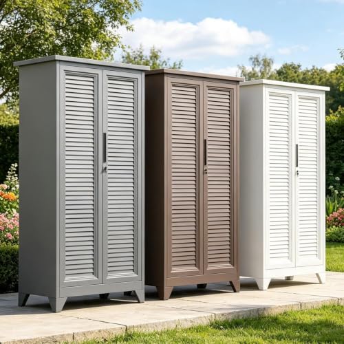 Louvered Door Outdoor Waterproof Tool Storage Cabinet - view 4