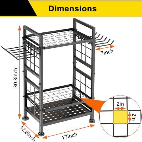 3 Tier Garden Tool Organizer, Garage Storage and Organization, Metal Yard Tools Storage up to 78 Tools, Heavy Duty Garden Tool Organizer for Garage, Yard, Patio, Shed, Indoors and Outdoors, Black - view 3
