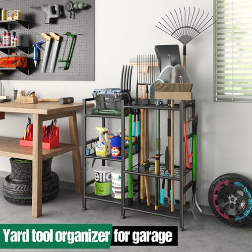 Garden Tool Organizer with Large Hooks, Garage Storage Rack - view 3