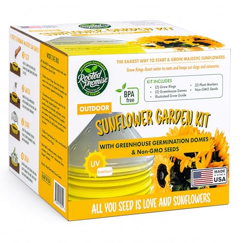 Kids Sunflower Garden Kit – Grow Your Own Sunflowers from Seeds with Greenhouse Germination Domes & Grow Rings, Non-GMO Seeds, BPA-Free | Gardening Gift for Kids & Families, Made in USA