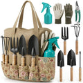 8-Piece Garden Tool Set with Carry Bag, Includes Shovel, Trowel, Rake & Hand Tools for All Gardening Tasks, Heavy Duty Lightweight Design 2.2 lb – Perfect for Men, Women & Gardening Gifts