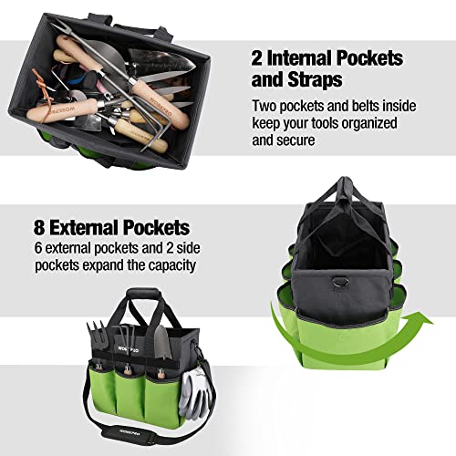 Garden Tool Bag, 10 Pockets and Shoulder Strap, Green - view 4