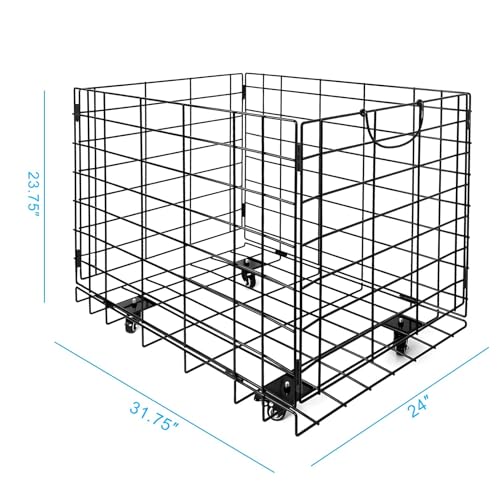 Heavy-Duty Folding Ball Cart with Wheels - Large Capacity Sports Equipment Organizer, Holds 20+ Soccer/14 Basketballs, Steel Mesh Storage Bin for Gym, School, Garage, Poolside - view 5