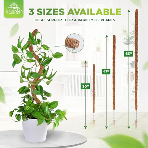 UNIGREEN 2Pack 47'' Premium Bendable Moss Pole - Monstera Plant Support - Plant Trellis Moss Pole for Plants - Moss Poles for Climbing Plants - Plant Sticks Support for Indoor/Outdoor Plants Potted - view 3