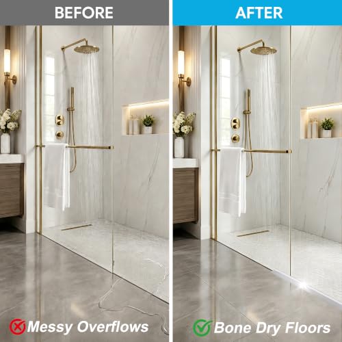 39" Shower Threshold Water Dam, Self-Adhesive Silicone Water Barrier & Shower Water Guard, Solid Triangle Stopper for Walk-In & Curbless Showers, Bathtubs & Sinks, Keeps Floor Dry - view 3