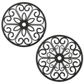 2 Pack Decorative Round Flower Trivets - 7 Inch Iron Pot Pads, Black Elegant Kitchen and Dining Table Protector, Teapot Stands Holders, Metal Plant Holder for Desktop Potted Plant、Small Green Plants