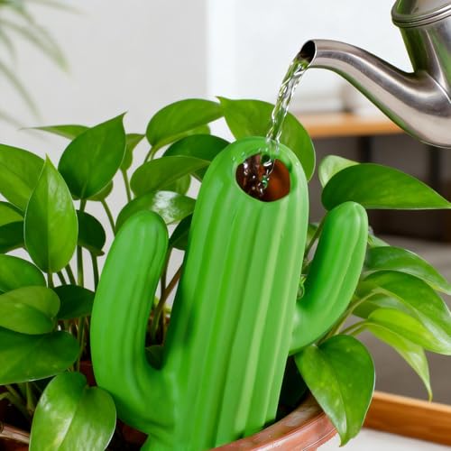 4 Pack Self Watering Spikes and Globes, Handmade Terracotta Cactus Self-Watering Plant Devices with Slow Release System, Automatic Plant Water Bulbs for Indoor and Outdoor Garden Vacation - view 3