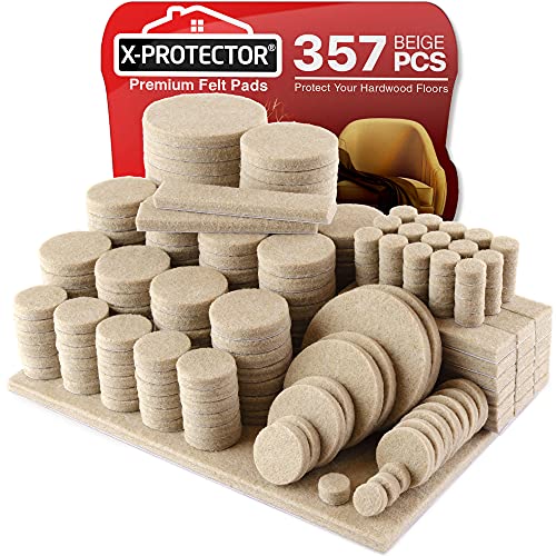 357 pcs Beige Felt Furniture Pads - Hardwood Floor Protectors
