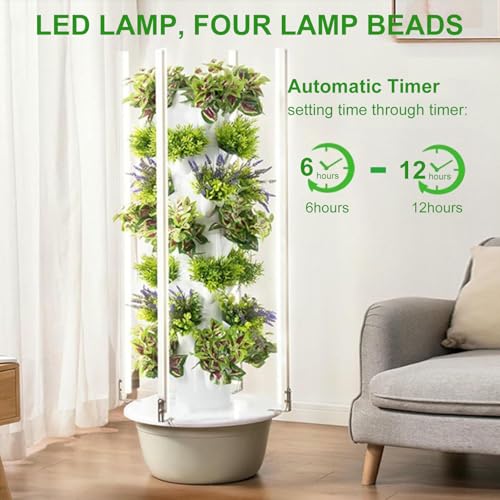 Hydroponics Growing System, Indoor Gardening Kits with LED Grow Light, Vertical Hydroponic Tower for Home Garden, Complete Hydroponic Setup, Ideal for Fresh Herbs and Vegetables - view 3