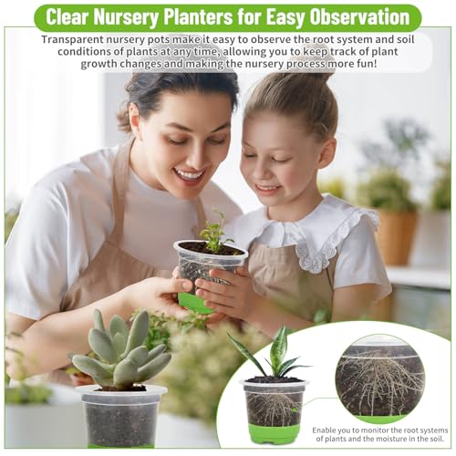 57PCS Reusable Seed Starter Kit Includes 26 Packs 4" Clear Nursery Pots with Silicone Base, Repotting Mat, Gardening Gloves, Plant Labels and Seedling Tools for Easy Transplant - view 4