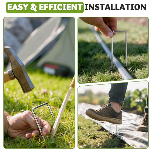 Heavy Duty 12 Inch Galvanized Landscape Staples Stakes, 15 25 50 100 Pack 8 Gauge Garden Metal Stakes, Ideal for Weed Barrier Stakes, Drip Irrigation Tubing, Landscape Fabric, Lawn(25, 12inch) - view 5