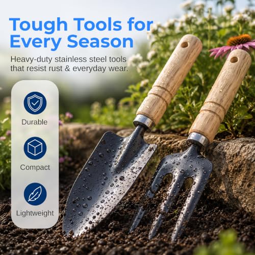 8-Piece Garden Tool Set with Carry Bag, Includes Shovel, Trowel, Rake & Hand Tools for All Gardening Tasks, Heavy Duty Lightweight Design 2.2 lb – Perfect for Men, Women & Gardening Gifts - view 4