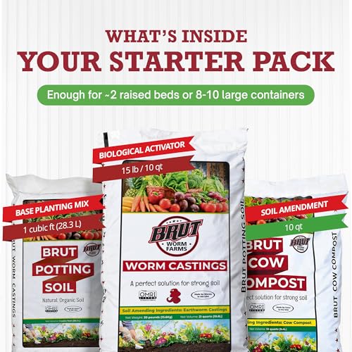 Brut Farms Organic Starter Pack Trio – All-Natural Potting Soil, Nutrient-Rich Worm Castings & Additive-Free Cow Manure Compost – Safe for Indoor and Outdoor Plants - Gardening for Beginner - view 6