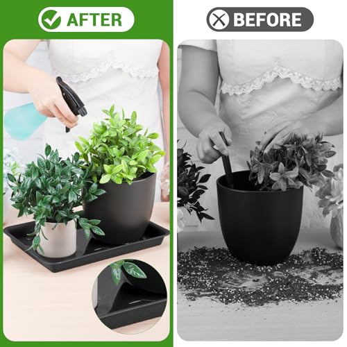 3 Packs Plant Saucers Rectangular, 15x11x1.2 Inch Heavy Plastic Plant Saucer Drip Tray, Flower Pot Tray for Indoors Outdoor Plant Pots, Thick Drip Tray for Garden Potted Water Drips and Soil - view 5