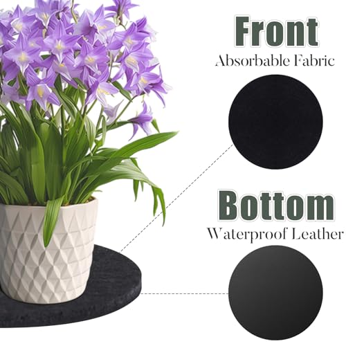 Plant Coaster Mat Reversible(Fabric/Leather),8Pcs Plant Coasters 4 Sizes(4/6/8/10inch) Plant Coasters for House Plants Indoor & Outdoor,Household Products Absorbent/Waterproof(8pcs Set) - view 3