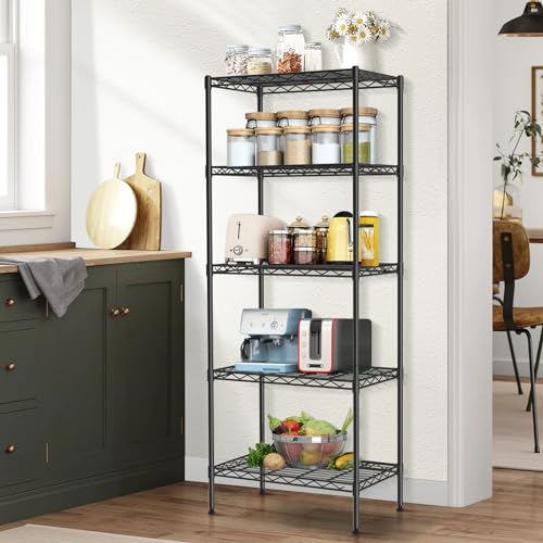 5-Tier Metal Shelving Unit, 750 lb, 24 x 14 x 60 in, Black - view 6