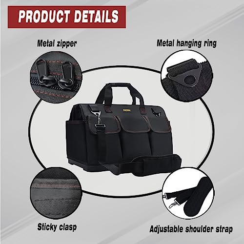 20-inch Heavy Duty Bottom Tools Bag with Wide Mouth for Tool Storage, Carrier and Organizer, Tool Bag for Men, Wide Mouth Tool Bags with Inside Pockets (20 Inch) - view 3