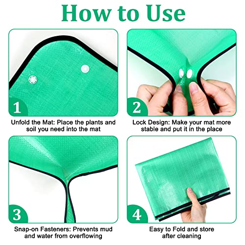 Plant Repotting Mat for Garden, 2 Pcs Waterproof Potting Mat Foldable Indoor Plant Mats Portable Square Gardening Mat Potting Tray with 6 Pcs Mini Garden Tools Set for Plant Lovers Gardening Gifts - view 4