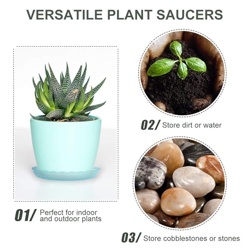 12Pcs Clear Plant Saucer, 6 8 10 Inch Durable Plastic Plant Tray, Round Plant Pot Saucers, Drip Tray for Indoor and Outdoor Garden, Amber Brown - view 5