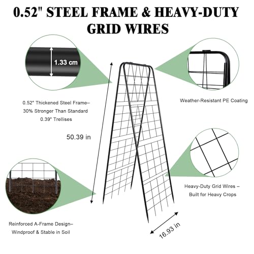 2 Pack Cucumber Trellis for Garden, A-Frame Vertical Arch Trellis - view 2