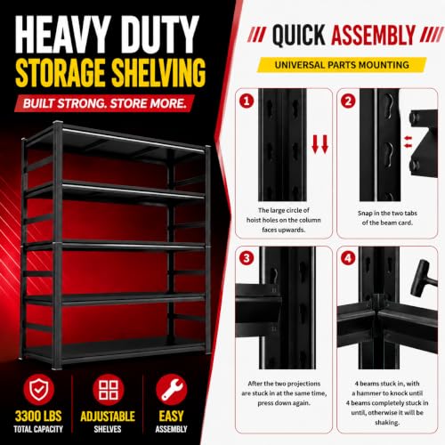 Garage Shelving,Heavy Duty Shelving with Double-Layer Columns 72H×36W×15D - view 6