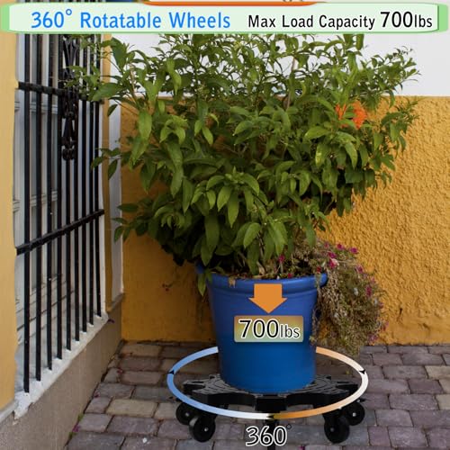 20 Inch Plant Caddy with Wheels Heavy Duty Outdoor,Indoor Rolling Plant Stand with 3inch Casters Black Heart Shaped Plant Dolly Large Potted Planter Cart for Big Flowerpots Plants Pots - view 5