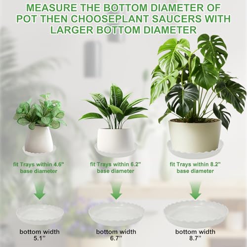 YUANAIYI 6 Packs Wave Plant Saucer - Plastic Flower Pot Drip Trays/Durable Heavy Duty White Plant Tray for Indoor and Out Door Plant(6/8/10 inch) - view 4