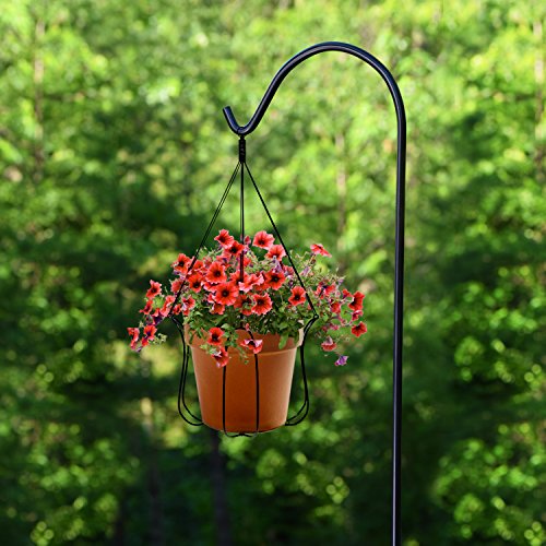 Ashman Black Shepherd Hook 92 Inch, 1/2-Inch Thick, Solid Metal Single Piece Hook, Super Strong, Rust Resistant, Hanging Plant Baskets, Wind Chimes, Lanterns, Heavy Bird Feeders & More (Pack of 1) - view 2