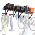 Garage Wall Shelving with Bike Hooks, Adjustable Storage Rack