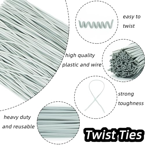 Gray Plastic Twist Ties Bulk, 6 Inch Reusable Twist Ties Garden Ties for Plants, 500 Pcs Metallic Twist Ties for Bread Bags, Vines and Wrapping Cords, Christmas Decor - view 3